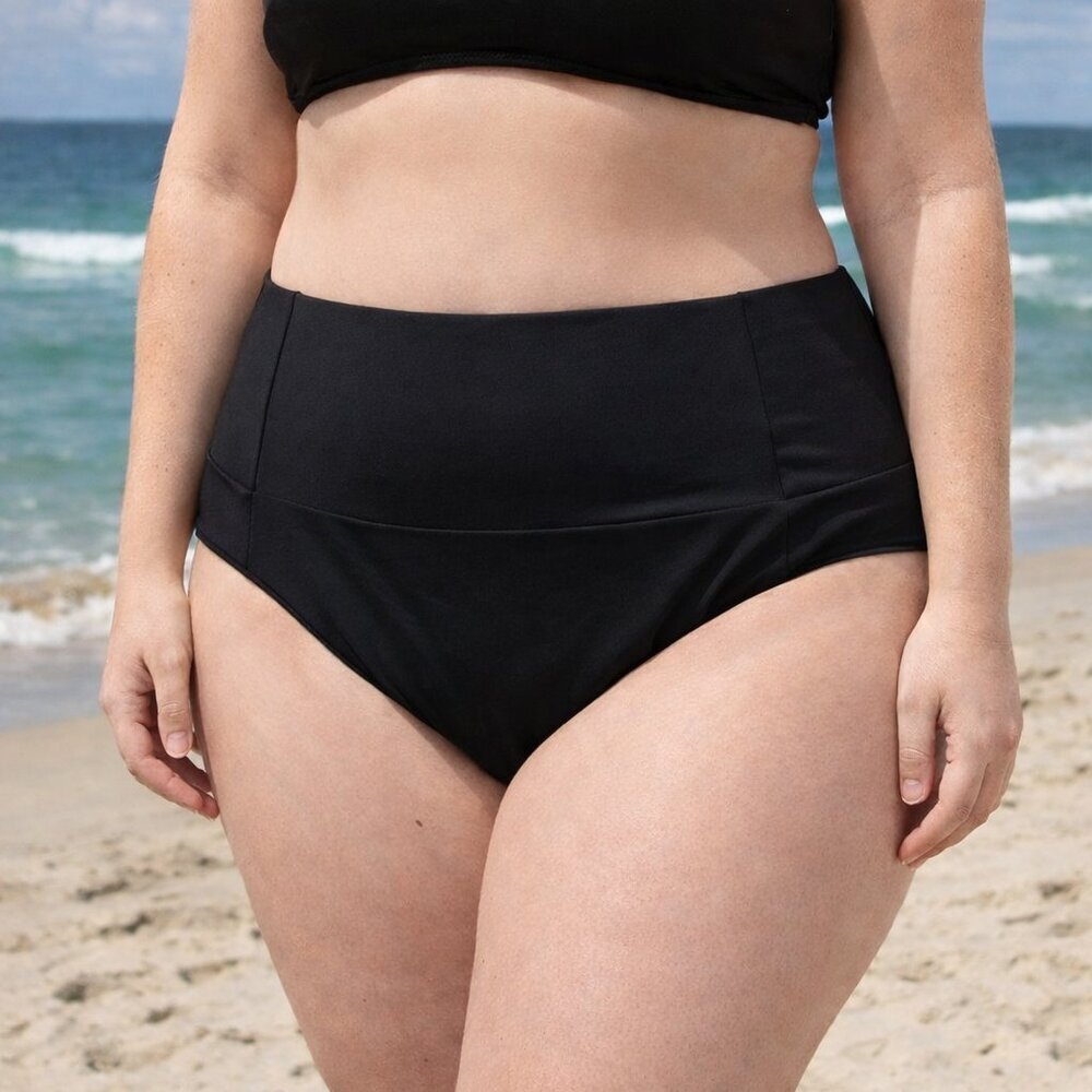 Andie High Rise Bikini Bottom Black Eco Nylon 3X